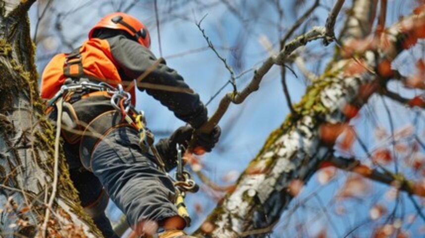 ロープを使った高木の特殊伐採